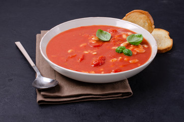 Thick tomato soup with beans