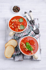 Thick tomato soup with beans