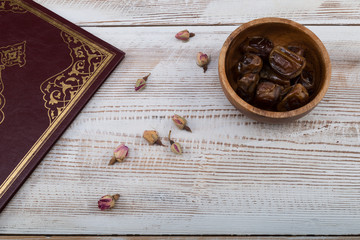 Holy book Koran or quran in the mosque for Muslims holiday, Ramadan,blessed Friday message.