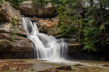 Cedar Falls Flow - Cedar falls, a beautiful waterfall in the Hocking Hills of Ohio, flows strongly after heavy spring rains.