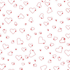 Colorful Heart seamless with random size for your background or textile design. Solid color vector illustration.