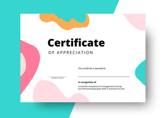 Certificate of appreciation template design. Elegant business diploma layout for training graduation or course completion. Vector background illustration.