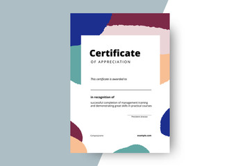 Certificate of appreciation template design. Elegant business diploma layout for training graduation or course completion. Vector background illustration.