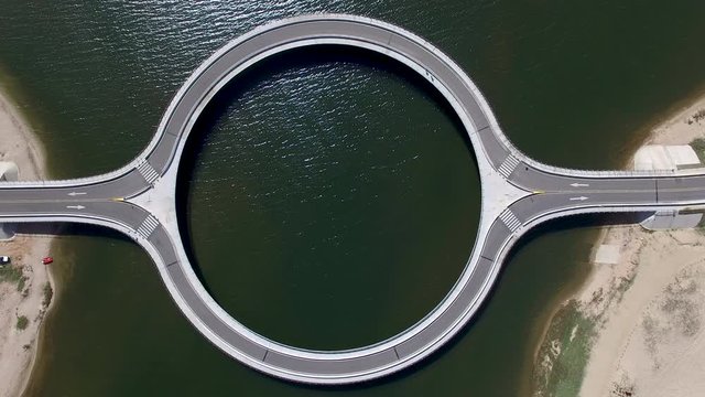 Aerial view of Puente de la Laguna Garzon Bridge in Maldonado, Uruguay.