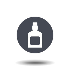 Bottle of whiskey monochrome icon. Vector illustration.