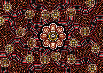 Illustration based on aboriginal style of dot  background.