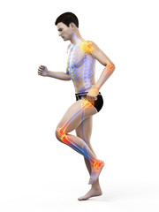 3d rendered medically accurate illustration of a walking man with painful jonts