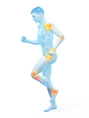 3d rendered medically accurate illustration of a walking man with painful jonts