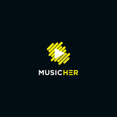 music player note logo design