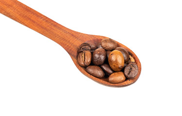 Coffee beans in spoon
