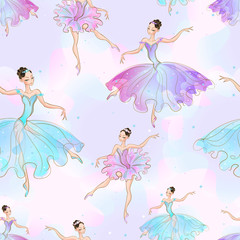Wonderful ballerina girls.Seamless pattern Vector © Olga