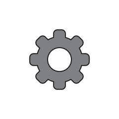 Vector icon of gear. Black outlines and colored.