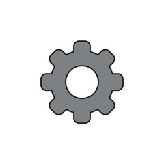 Vector icon of gear. Black outlines and colored.