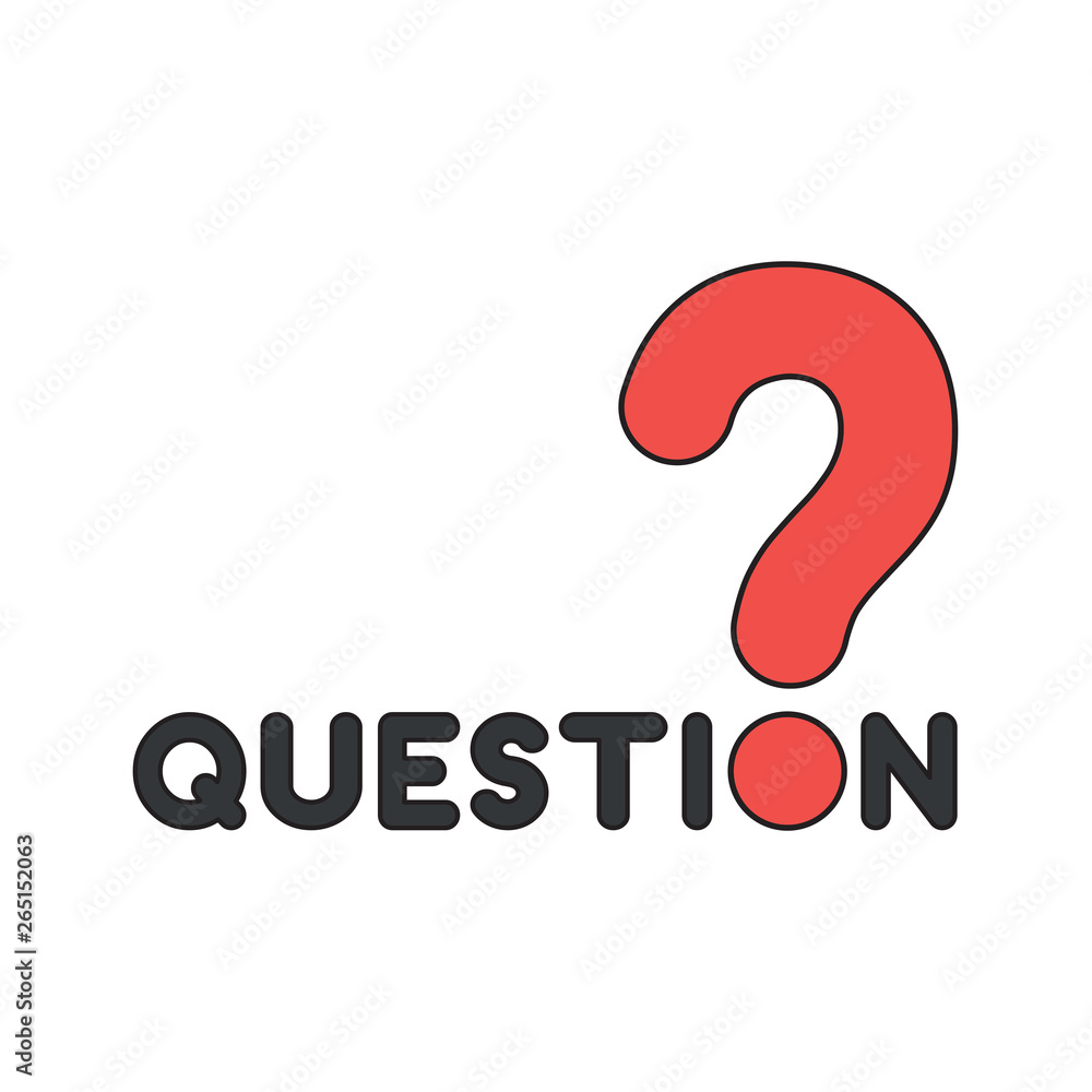 Poster vector icon concept of question word text with question mark. black outlines and colored.