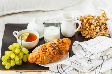 Continental breakfast in bed. 