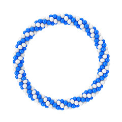 White and Blue Balloons in Shape of Circle, Ring or Portal. 3d Rendering