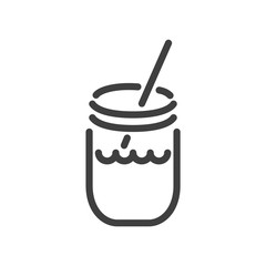 Drink In Glass Icon. Simple Design. Jar drink. Vector Lines