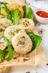 Vegan cutlets (burgers) of lentils, chickpeas and beans. Healthy vegan food concept, detox dish, plant based diet.