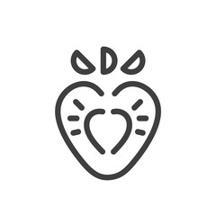 Strawberry Icon. Simple Design. Vector Lines