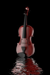 Fototapeta premium Classical Wooden Violin. 3d Rendering