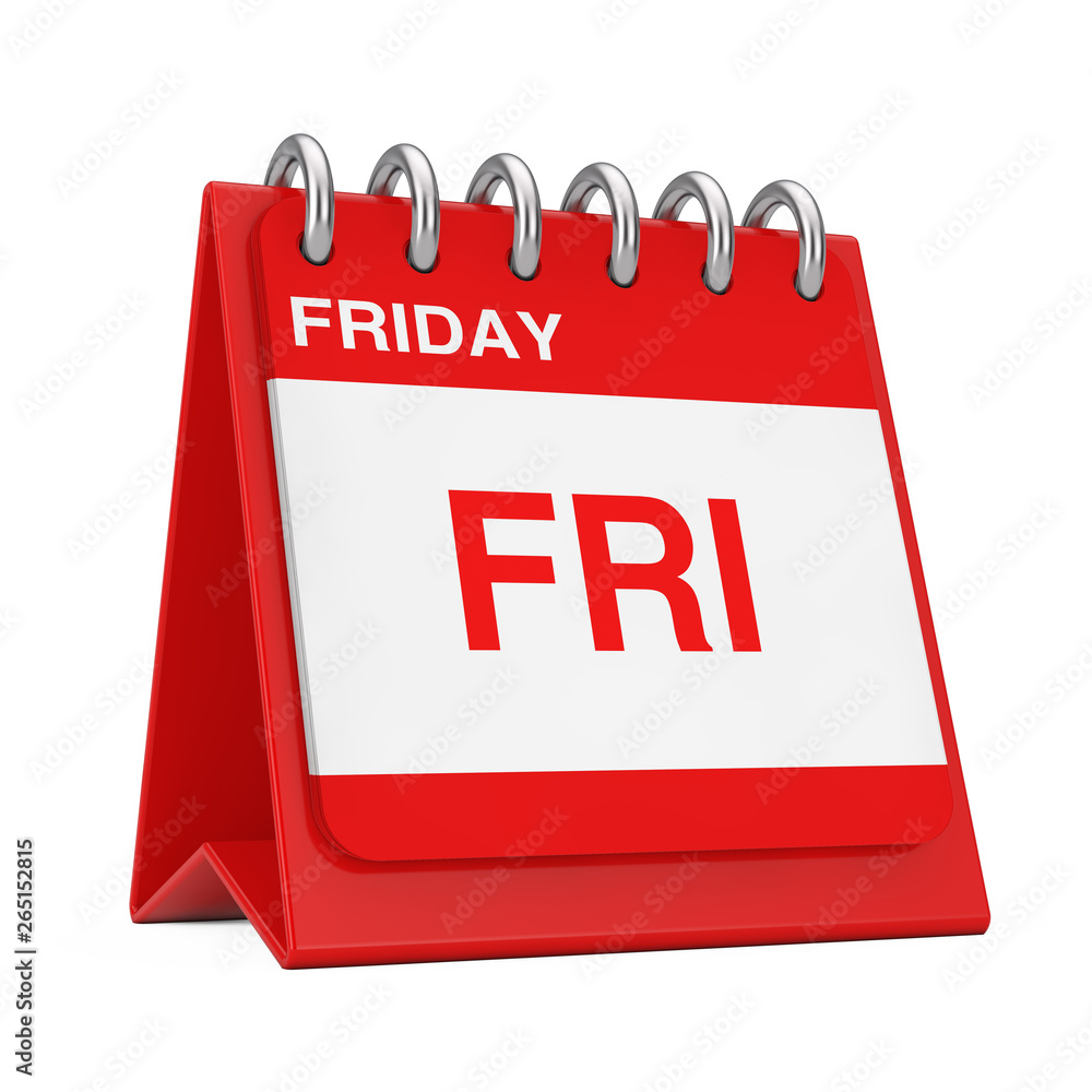 Leinwandbilder red desktop calendar icon showing a friday page. 3d rendering