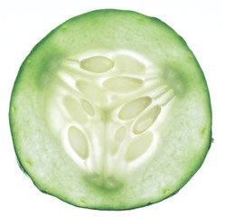 Cucumber slices on the white background. Clipping path.