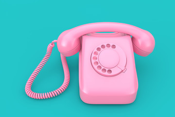 Pink Vintage Styled Rotary Phone. 3d Rendering