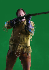 Fototapeta premium Mountain man trapper flintlock knife cap and ball