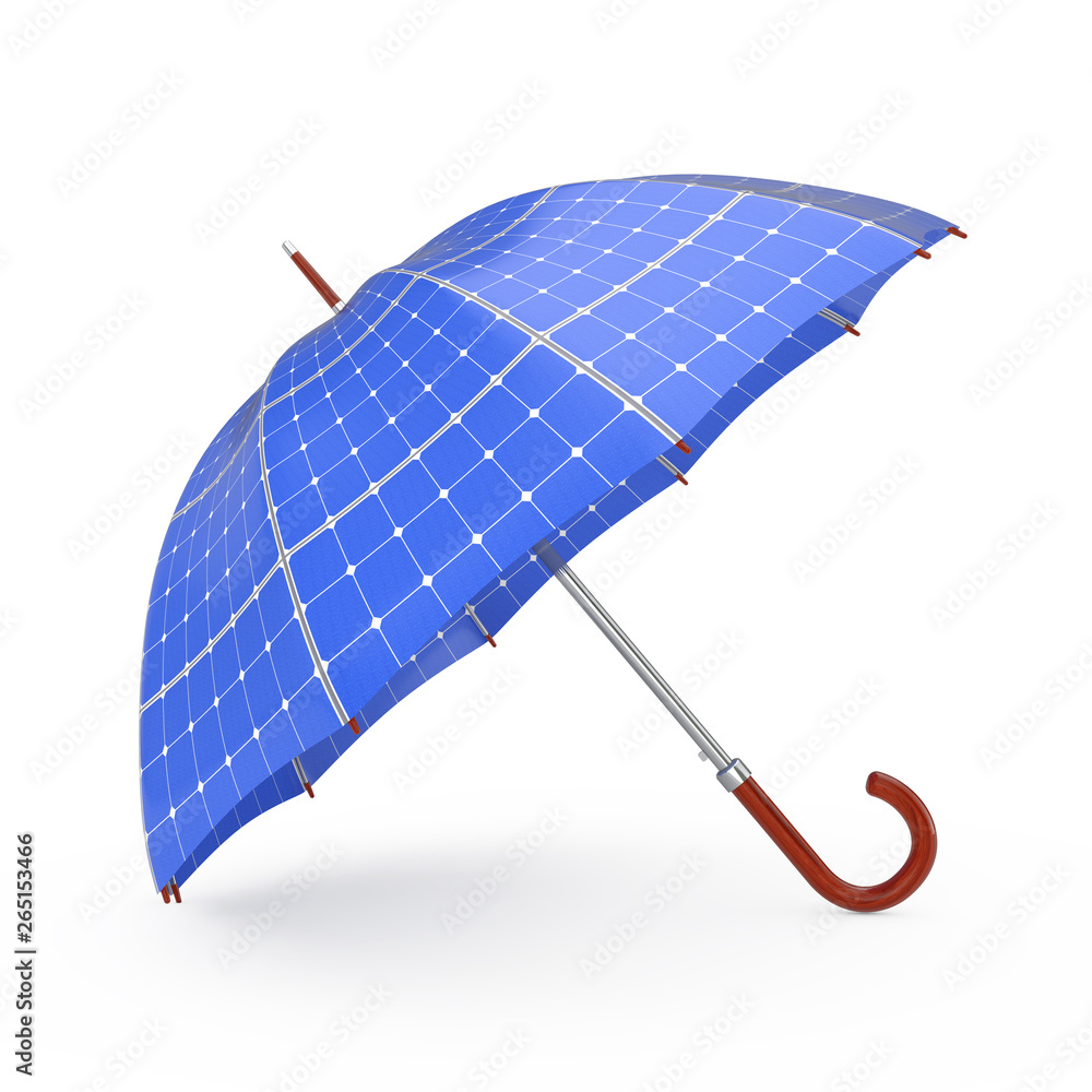 Poster umbrella with sollar panels. 3d rendering