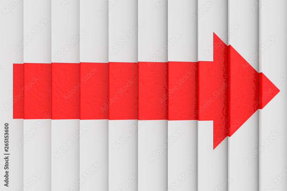 Poster top view of red arrow on step stairs up. 3d rendering