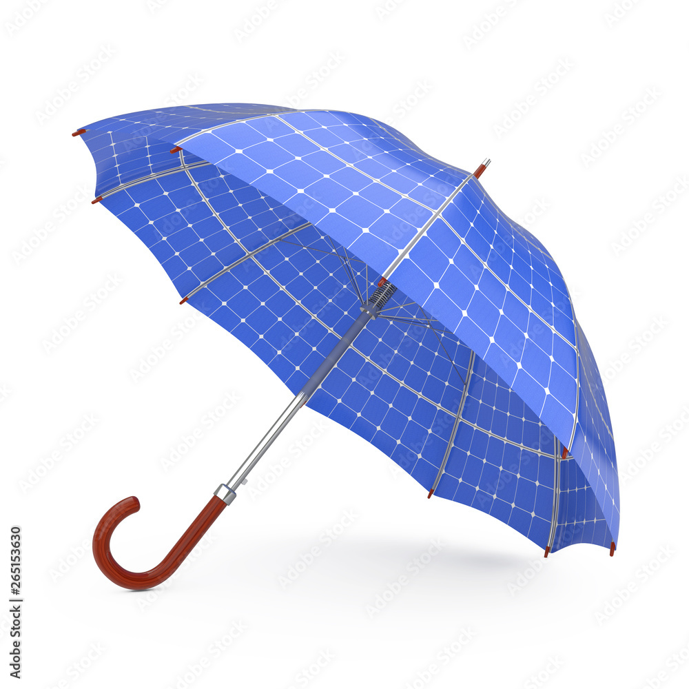 Poster umbrella with sollar panels. 3d rendering