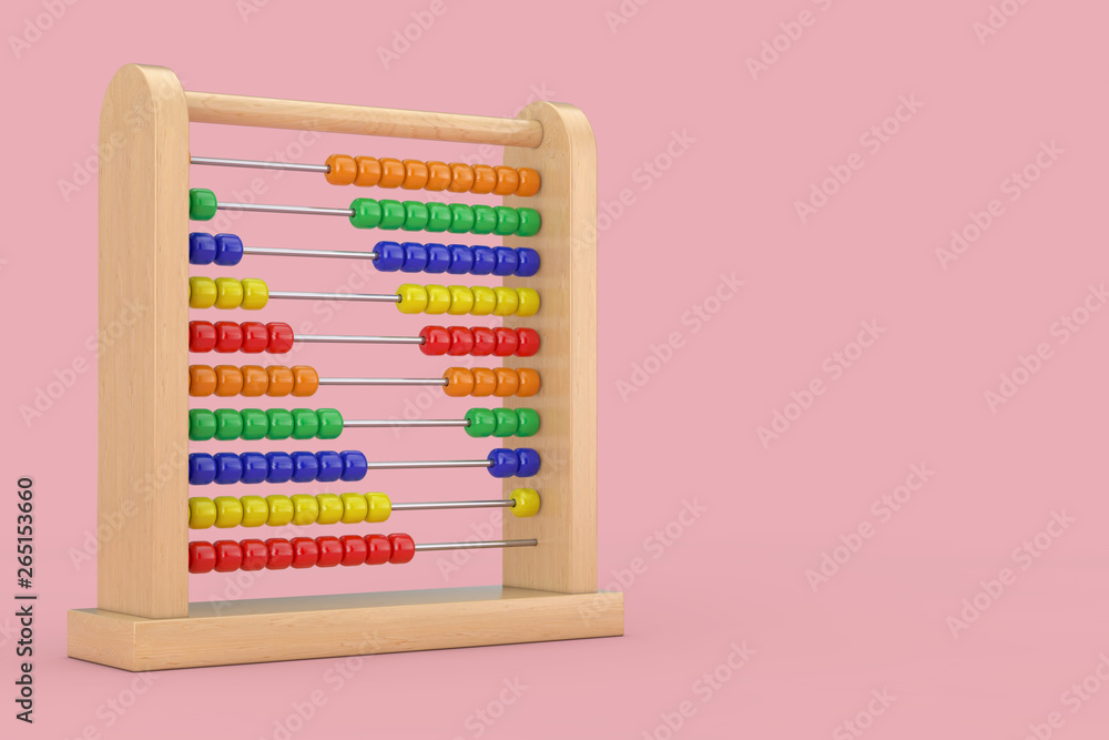 Poster Wooden Children Abacus Toy for Learn Counting. 3d Rendering
