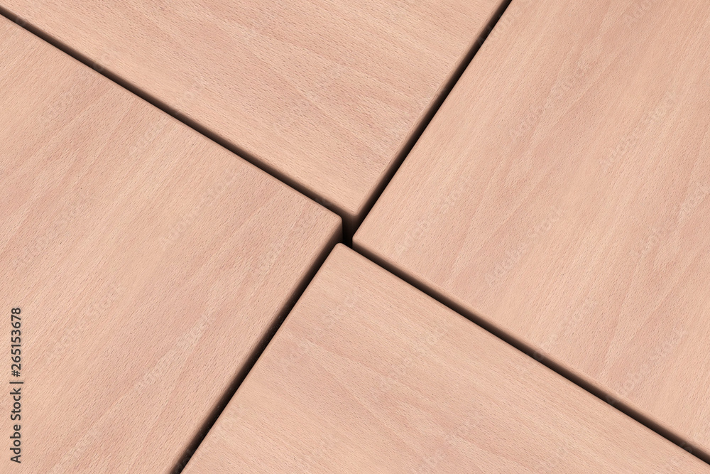 Aufkleber Abstract Wooden Cube Block Background. 3d Rendering