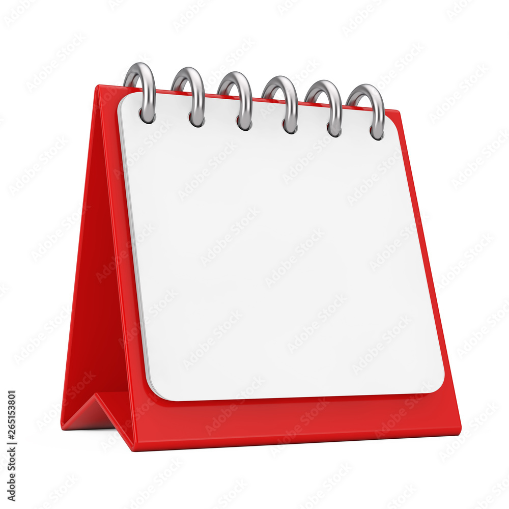 Leinwandbilder red desktop calendar icon showing a blank pages for your design. 3d rendering