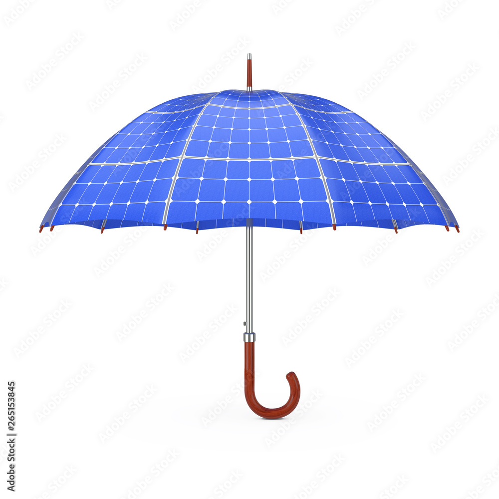 Poster umbrella with sollar panels. 3d rendering