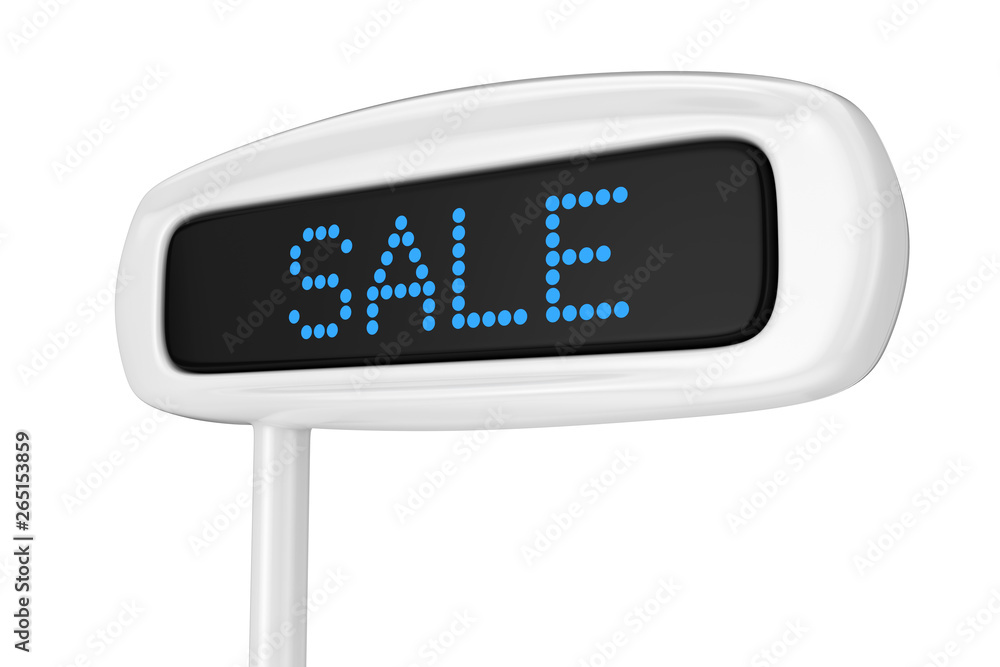 Poster Abstract Cash Register Display Displaying Sale Blue Sign. 3d Rendering