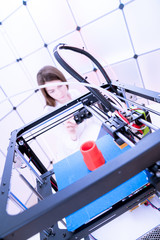 Fototapeta premium Young women designer in 3d printing lab