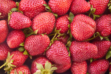 Close up of fresh natural strawberry fruit