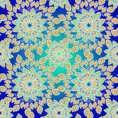 bright seamless pattern with plant element in the form of a stylized flower, in Oriental style