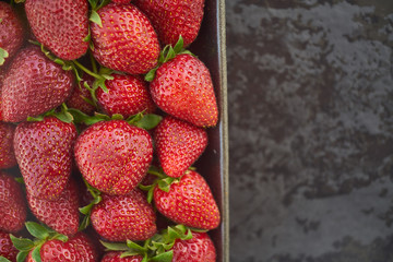 Close up of fresh natural strawberry fruit