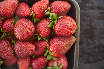 Close up of fresh natural strawberry fruit