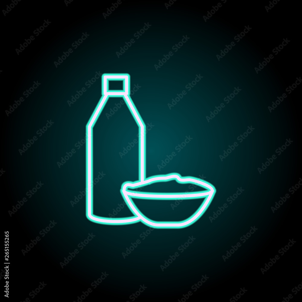 Poster kefir neon icon. elements of fast food set. simple icon for websites, web design, mobile app, info g
