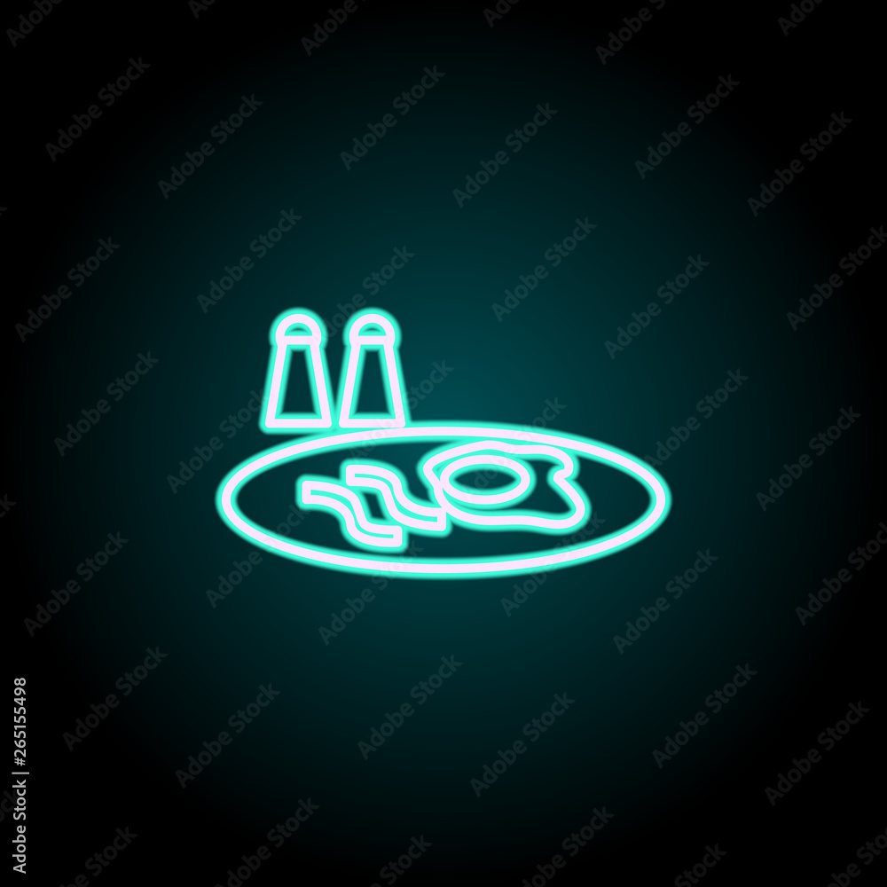 Poster breakfast scrambled eggs neon icon. elements of fast food set. simple icon for websites, web design,