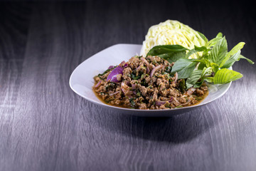 Thai food, Larb moo, Pork Cooked thai Style. Larb moo, Pork Cooked thai food