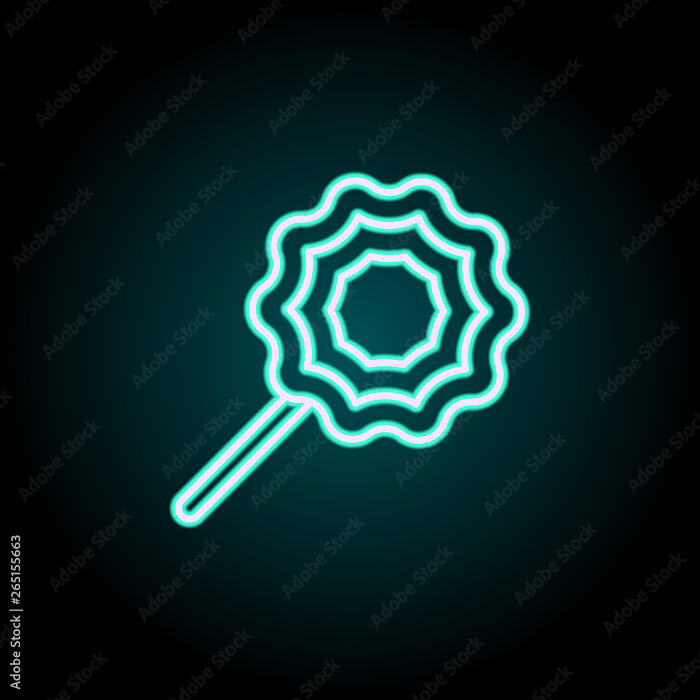 Poster lollipop neon icon. elements of fast food set. simple icon for websites, web design, mobile app, inf