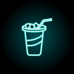 iced juice in glass neon icon. Elements of fast food set. Simple icon for websites, web design, mobile app, info graphics
