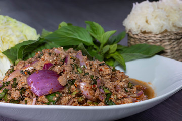 Thai food, Larb moo, Pork Cooked thai Style. Larb moo, Pork Cooked thai food