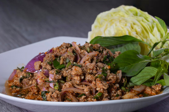 Thai food, Larb moo, Pork Cooked thai Style. Larb moo, Pork Cooked thai food