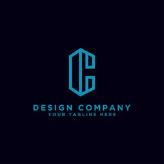 initial logo design C. Type of beautiful logo for all company brands with orange and blue colors. - Vector