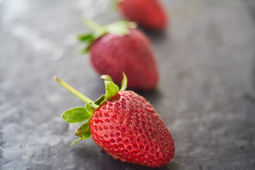 Close up of fresh natural strawberry fruit